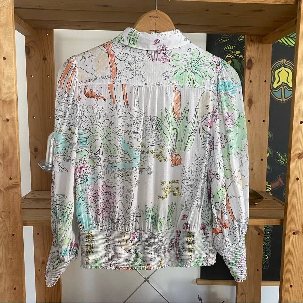 Anthropologie Maeve Color By Numbers Watercolor Rosa Blouse XS - Picture 6 of 16